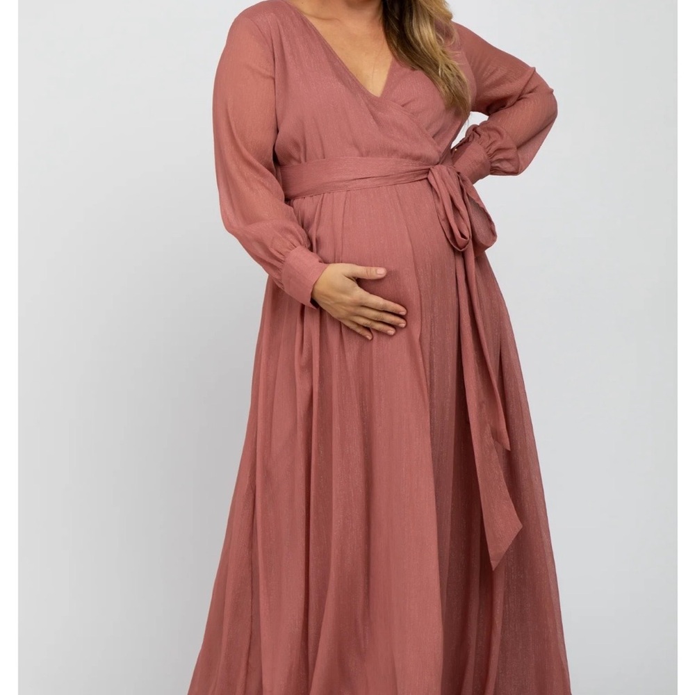 Pinkblush Dusty Rose Long Sleeve Maternity Dress